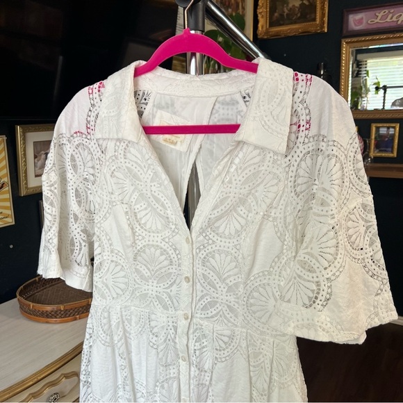 Maeve Anthropologie Eyelet Midi Dress Size 14 - Picture 9 of 15